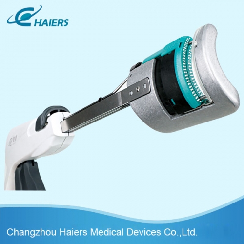 Disposable curved cutter stapler and reloading unit Disposable curved cutter stapler and reloading unit
